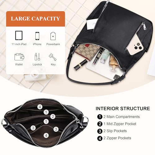Image of Over Earth Genuine Leather Purses and Handbags for Women Hobo Shoulder Bag Ladies Crossbody Bags Medium