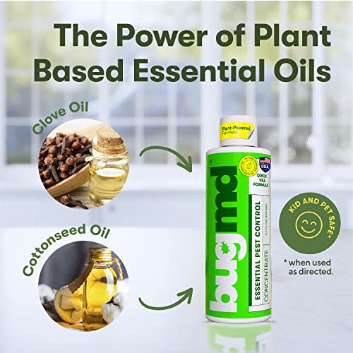 Bugmd - Pest Control Essential Oil Concentrate 3.7 Oz - Plant Powered Bug Spray, Kills Bugs Spiders Fleas Ticks Roaches, Ant Spray Indoor, Ant Killer For House, Flea Spray For Home, Bed Bug Spray #TOP5