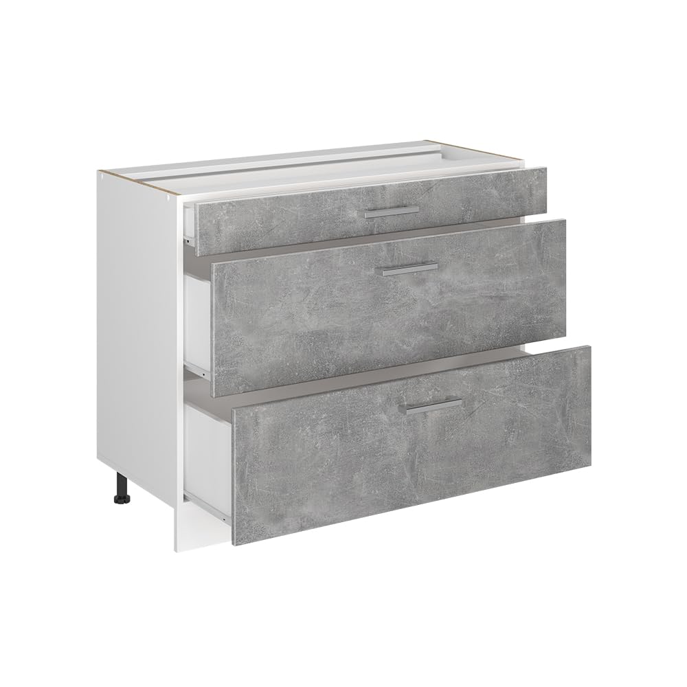 Vicco Szafka dolna do kuchni "R-Line", Beton/Biały 100 cm