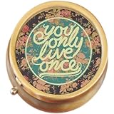 Yolo You Only Live Once Brass Round Pill Box