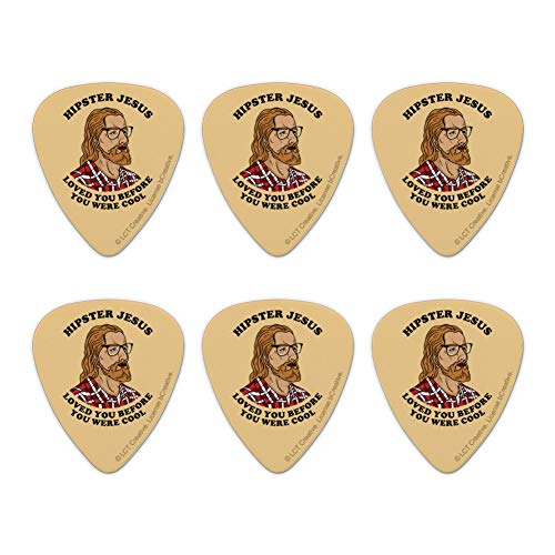 Hipster Jesus Loved You Before You Were Cool Funny Humor Novelty Guitar Picks Medium Gauge - Set of 6