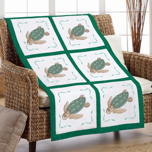 Herrschners Sea Turtle Quilt Blocks Stamped Cross-Stitch
