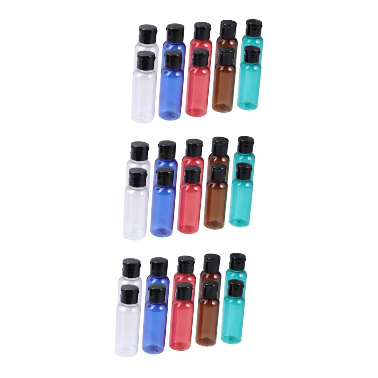 DOITOOL 30pezzi Bottiglie Da Viaggio Ricaricabili Da Contenitori Vuoti Per Gel Sanificante e Lozione Misti Rosso Verde Marrone Blu Trasparente Pratiche e Leggere Per Ogni Occasione