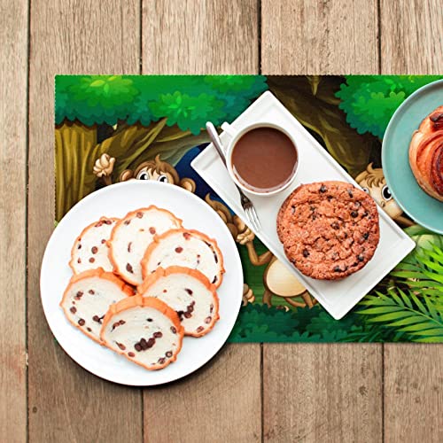 Sets de table singes résistants à la chaleur et antidérapants pour repas