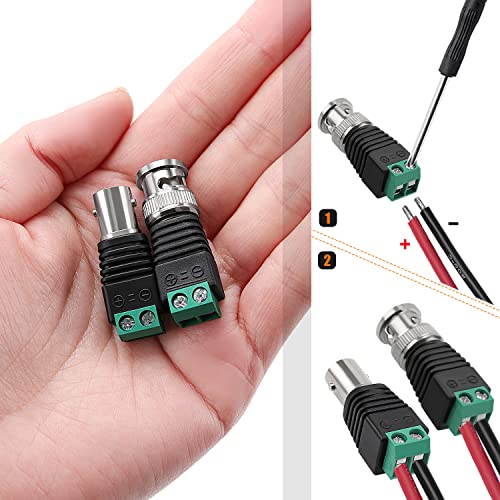 KUOQIY 5 Paar BNC Video Balun Verbinder, Koax Cat5 Cat6 Auf Stecker Schraubklemme, Adapter Terminalblock Lötfreie Buchse, für CCTV-Überwachungskamera, DVR, TV, Video