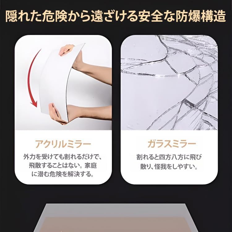 Amazon.co.jp: ULOVEJOY どこでも貼れる割れない鏡 姿見 割れない 割れ