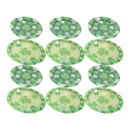OATIPHO 20 Unidades Platos de Papel Desechables para Fiesta de San Patricio con Patrón de Trébol de Unidades para Postres y Aperitivos Festivos