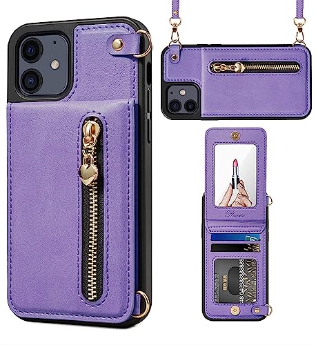 Étui iPhone 14 anti-perte avec bandoulière réglable et miroir pour ne plus jamais le chercher