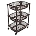 Acan Carrito verdulero de plástico con 3 cestas y Ruedas, portaobjetos, Organizador de Alimentos, Cocina, baño, Garaje (Marrón, 61,5 x 41 x 30,5 cm)