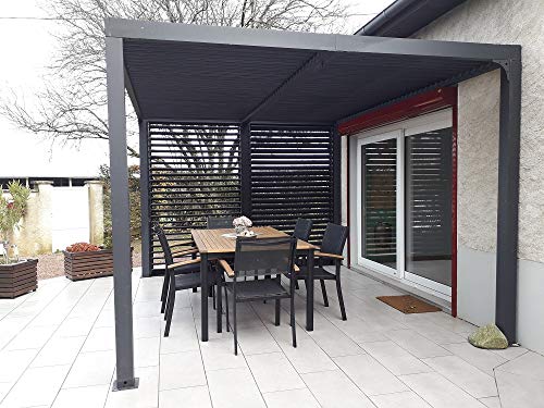 Pergola bioclimatique + ventelles alu mobiles côté 3 m Cover
