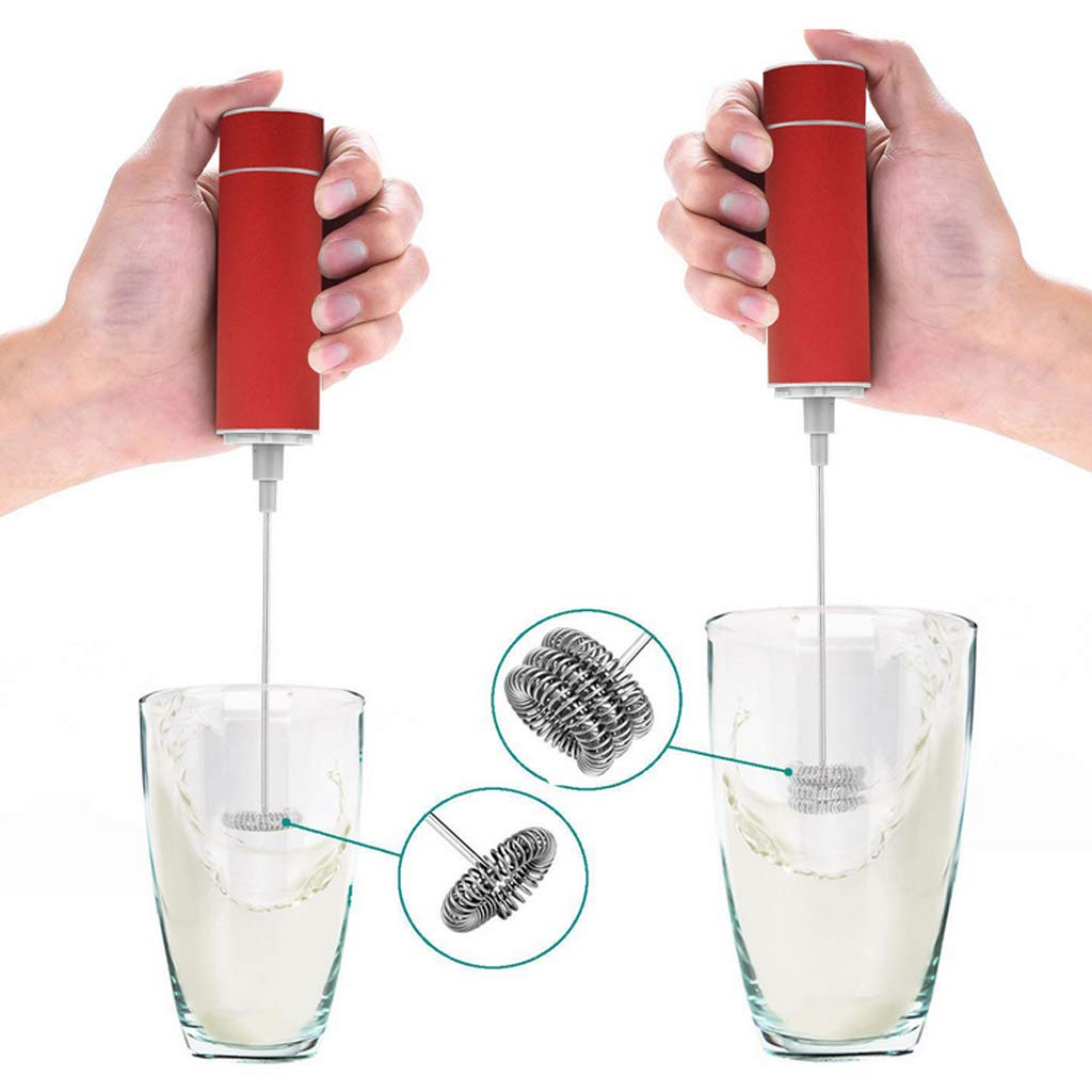 misppro Mousseur à lait portable en acier inoxydable, mélangeur de boisson portable, mousseur à piles pour café, lait, œuf, latte, cappuccino, chocolat chaud