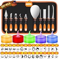 kopotma Halloween Kürbis Schnitzset Werkzeuge, Kürbis Schnitzset mit Vorlagen Edelstahl Kürbis Schnitzwerkzeug, Kürbis-Schnitzset für Kinder und Erwachsene Professionelles Kürbis-Schneidzubehör