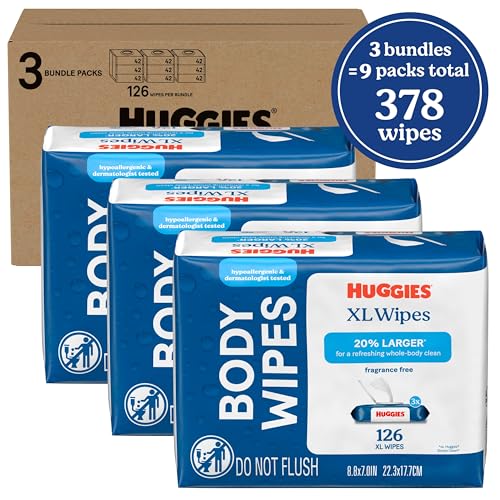 Image of Huggies Extra Large Unscented Wipes, 9 Flip-Top Packs, 378 Count