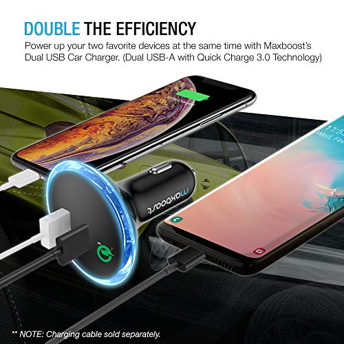 Product Image 6: Maxboost Quick Charge 3.0 36W Dual USB Car Charger for Type C Phone - Galaxy S20 Ultra/S10/S10e/S9, Note 10 SmartUSB for iPhone 11 Pro Max/XS/XS Max/XR/X/8/SE/Plus, iPad Pro/Air 2/Mini, Pixel,LG,HTC