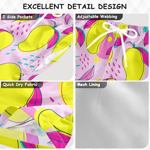 Mango Leaf Pink Boys Swim Trunks for 2-12 Years Swim Beach Shorts Kids Swimwear Board Shorts Hawaii Essentials3