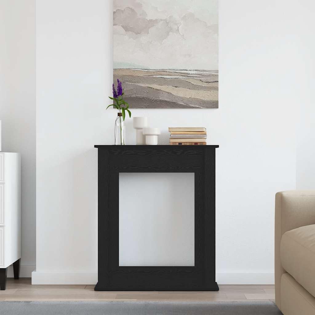 Cornice per caminetto, effetto rovere nero, in legno, 75 x 20 x 87,5 cm, ripiano per fiamme LED, cornice decorativa per camino per soggiorno, facile da pulire e stabile