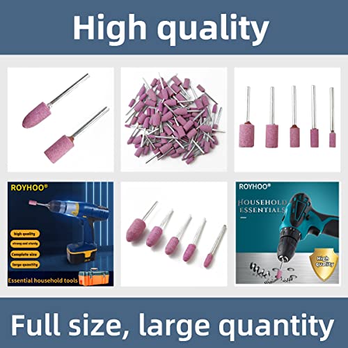 ROYHOO 95 Pieces Abrasive Stone Points Electric Grinding Accessories Polishing Grinding Head Wheel Tool Kit for Rotary Tool (Red) - Thumbnail 2