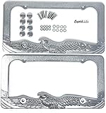 Patriotic Eagle Novelty Design License Plate Frame with Screws Caps, Front and Back. Set of 2pcs