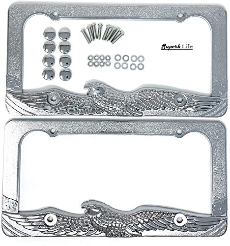 Patriotic Eagle Novelty Design License Plate Frame With Screws Caps, Front And Back. Set Of 2Pcs #TOP7
