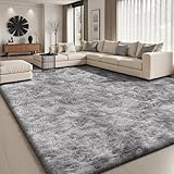 Sour Lemon Hochflor Teppich Grau Teppich Wohnzimmer 160x230 Waschbar Anti-Rutsch Extra Große Teppiche Schlafzimmer Flauschige Moderne Teppiche Matte Teppichen für Schlafzimmer Kinderzimmer