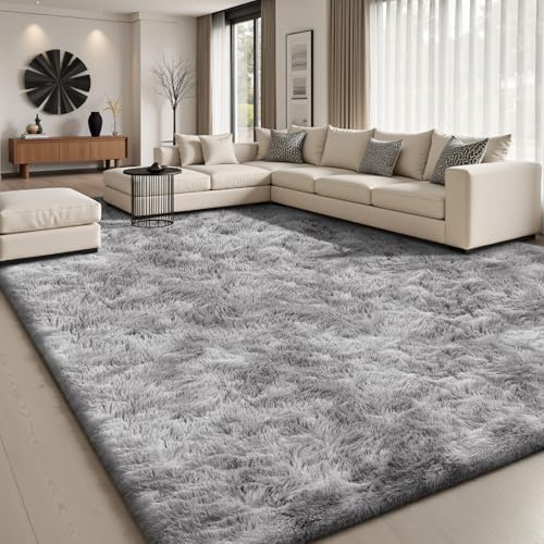 Sour Lemon Hochflor Teppich Grau Teppich Wohnzimmer 160x230 Waschbar Anti-Rutsch Extra Große Teppiche Schlafzimmer Flauschige Moderne Teppiche Matte Teppichen für Schlafzimmer Kinderzimmer
