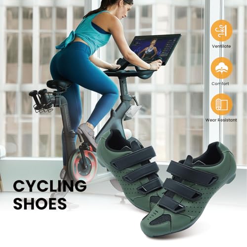 Image of Men's Cycling Shoes - 2 & 3 Bolt Look Delta Cleat Spin Bike Shoes - Compatible with SPD Clips - Perfect for Indoor & Outdoor Road Cycling