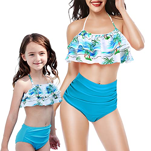 Image of Girls Two Piece Bikini Swimsuits Striped Ruffle Swimwear Falbala Bathing Suit Set