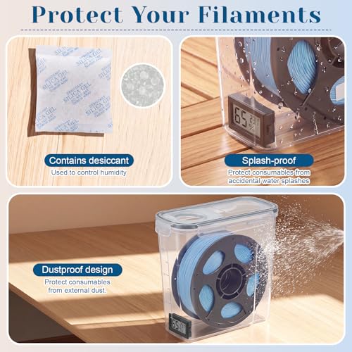 Image of 4 Pack Filament Storage Box 4L Each Holds 1KG 1.75mm Spool Airtight Moisture Control 3D Printer Filament Dry Box with Hygrometers Desiccant Packs and Labels for PLA PETG ABS TPU