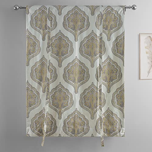 Image of HPD Half Price Drapes Room Darkening Tie Up Curtains 46 X 63 Inch Arabesque Printed Cotton Window Roll Up Balloon Curtain for Living Room, Kitchen PRTW-TUD37B-63 (1 Panel), Arabesque Tan