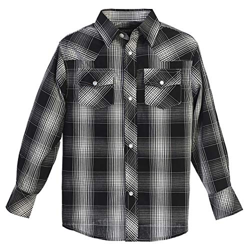 Image of Gioberti Boys Casual Western Plaid Long Sleeve Pearl Snaps Shirt