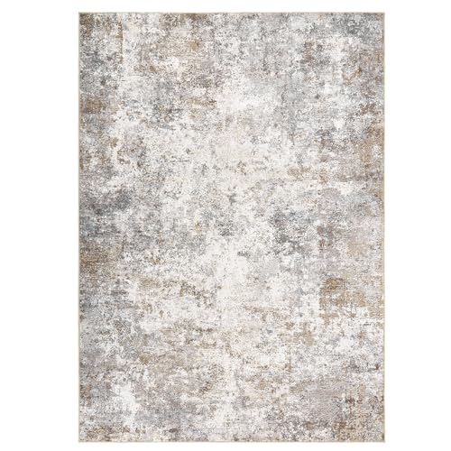 UERMEI 9x12 Area Rug Living Room Rugs - Washable Neutral Modern Abstract Soft Thin Large Rug Indoor Floor No Slip Rug Carpet for Bedroom Under Dining Table Home Office Decor - Brown Grey by UERMEI - Image 9