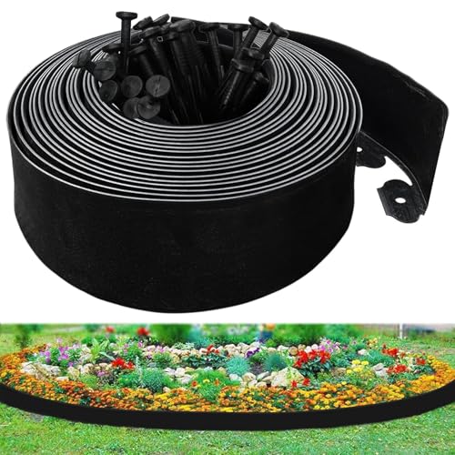 Image of Extra Tall 10-Meter No-Dig Garden Edging Border, 10CM-Height Heavy Duty Landscape Edging with 30pcs Stakes for Garden, Flower Beds, Lawn Edging & Driveways