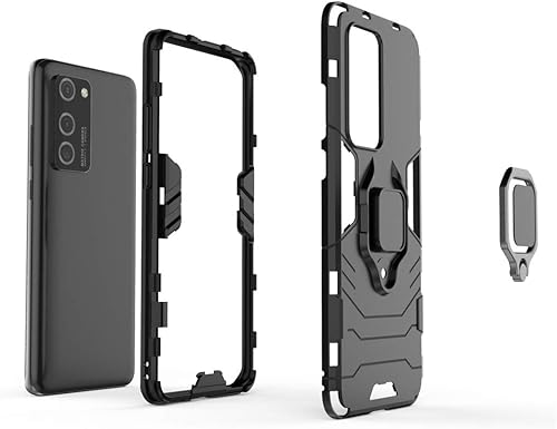 Miniatura 9 de Compatible con Huawei P40 Pro, soporte de metal con agarre de anillo de apoyo (funciona con soporte magnético para automóvil), funda resistente de