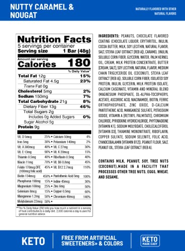 Slimfast Low Carb Meal Replacement Whey Protein Bar, Keto Friendly Chocolate Snacks For Weight Loss With 9G Protein, Nutty Caramel And Nougat, 5 Count Box (Packaging May Vary) #TOP3