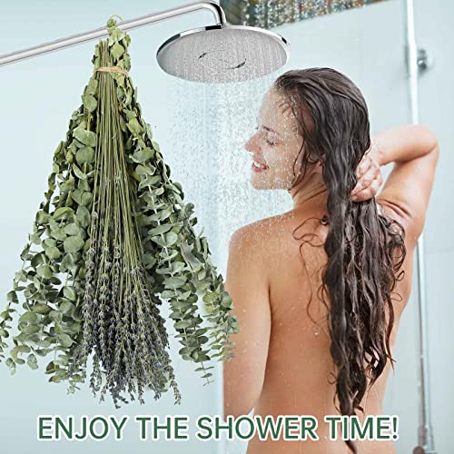 Image of 65 PCS Dried Eucalyptus Stems & Lavender Flowers Bundle for Shower, 17'' Natural Real Live Eucalyptus Leaves Greenery Hanging Lavender Shower Plant for SPA Home Fragrance Bathroom Wall Decor