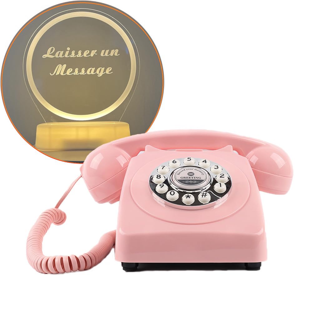 Księga Gości Telefon Ślubna Audio, Księga Gości Retro Klasyczne rzemiosło na Wierze, Rocznica Ślubu (Różowy)