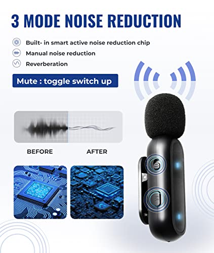 Nouvaleo 2 Pack Wireless Lavalier Microphone For Iphone Ipad Android Phones With Charging Case- 12 Hour Clip-On Lapel Mic For Video Recording Youtube Vlog Interview, 70Ft, Smart Noise Canceling #TOP2