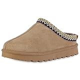  VAN HILL Damen Pantoffeln Plateau Prints Bequem Schuhe 840605 213343 Khaki 40
