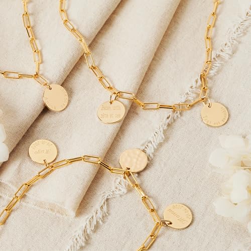 Collier plaqué or grande maille texturée et médaille unique personnalisable - 5