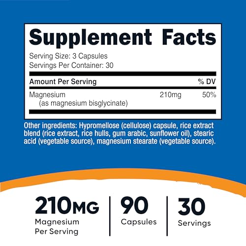 Image of Nutricost Magnesium Glycinate Capsules, 90 Capsules, 210mg Per Serving | Magnesium Glycinate Supplement, Gentle Absorption