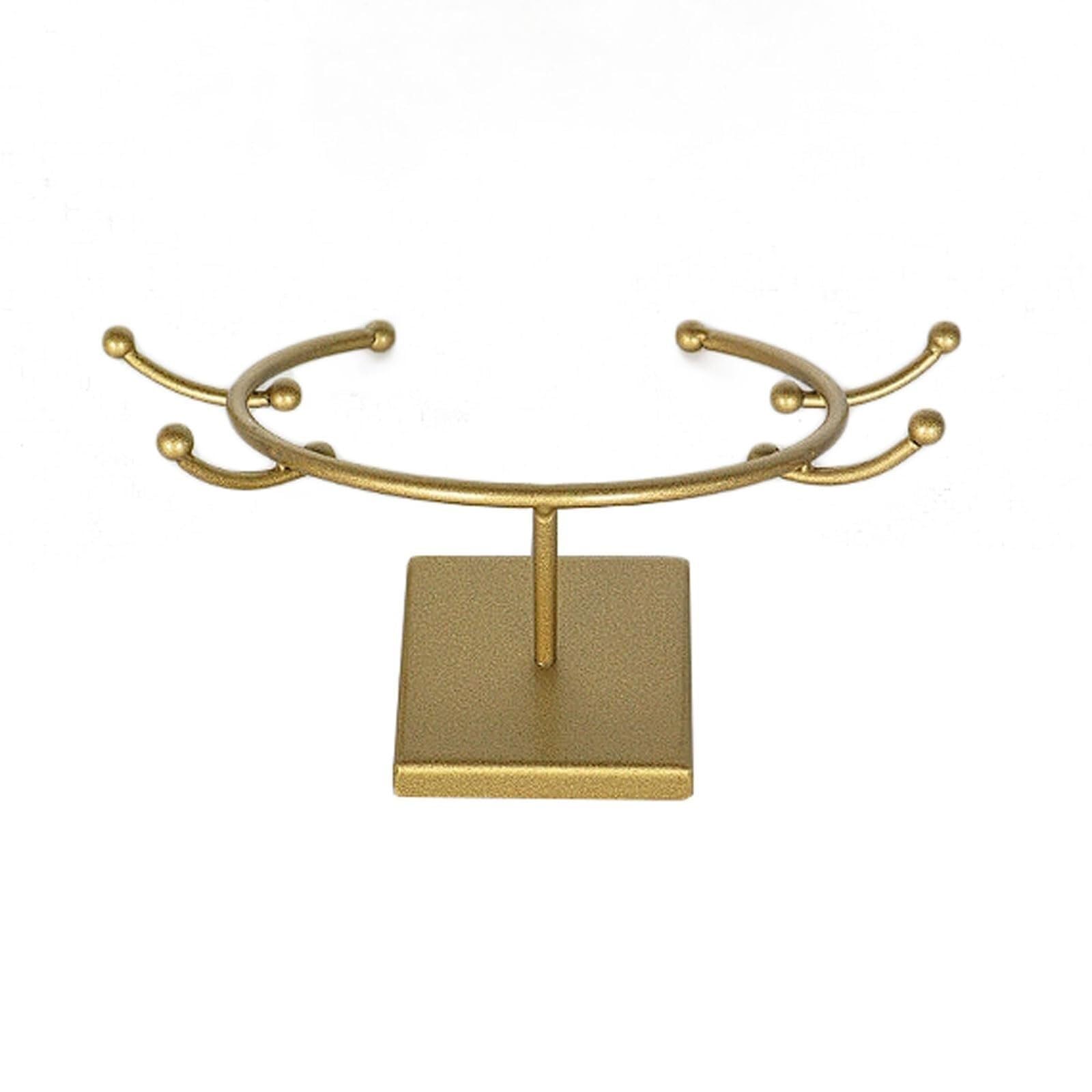 Wxuultgjr Gold Crown Jewelry Display Stand Headband Jewelry Easel Stand Wrought Iron Necklace Tower Rack Hair Showcase Holder Tiara Organizer Tree(Gold)