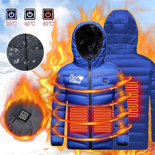 Kids Heated Jacket Boys Girls Hooded Jackets USB Heated Coat Water-Resistant Body Warmer 3 Temperature Levels Coat2