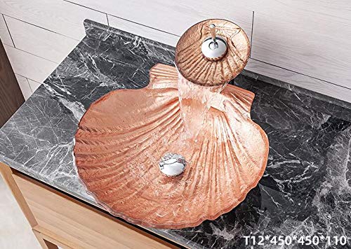 Bathroom Vanity Sink Artistico Vaso dispersore di Vetro temperato sopra Il Contro Vanity Bacino Ciotola con Pop-up di Scarico e Anello di Montaggio,B