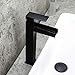 Homary Modern Solid Brass Matte Black Waterfall Bathroom Vessel Sink Faucet Open Channel Spout Cascade Bathroom Faucet with Pop Up Drain