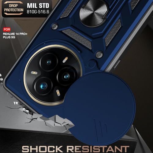 Image of AIBEX Back Cover for Realme P3 Pro 5G / Realme 14 Pro Plus 5G | D10 Tough Armor Case | Sliding Camera Shield | 360 Protection | Kickstand Ring Holder | Military-Grade Shockproof Bumper Case