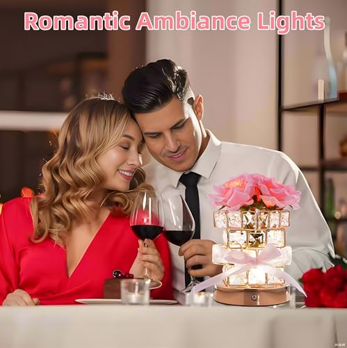 Image of Rose Flower Lamp Cordless Touch LED Night Light Birthday Gifts for Women