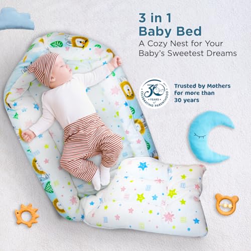 Image of Mee Mee 3 in 1 Baby Carry Nest Sleeping Bag & Mattress (Blue)
