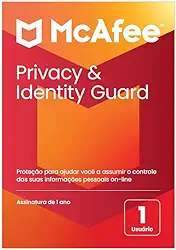 McAfee Privacy & Identity Guard| 1 Dispositivo | Monitoramento de identidade e proteção de dados pessoais | Privacidade em redes sociais | Cartão-chave