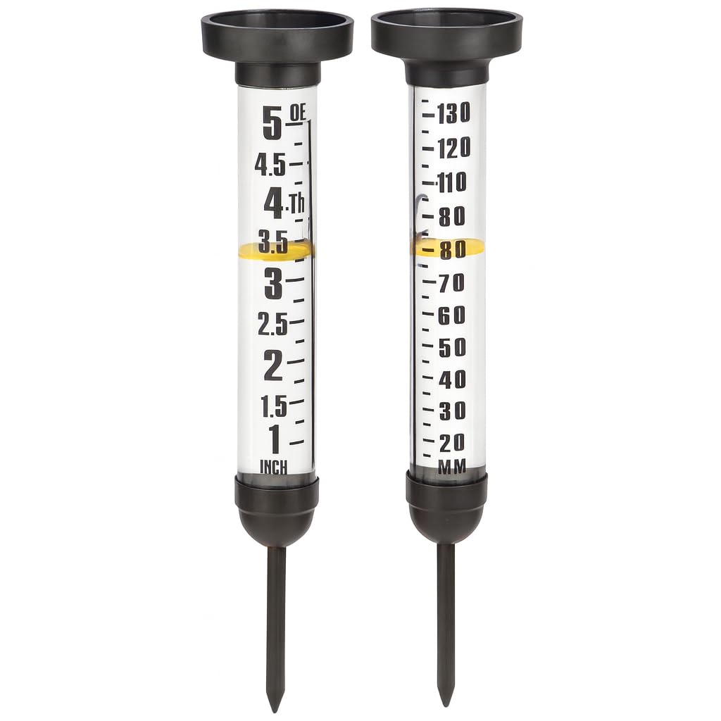 CKB LTD Pluviómetro con Pica para Exteriores – Medidor Extra Grande de Medición de Precipitaciones de Agua de Doble Escala con Estaca de Suelo para Césped, Jardín, Granjas y Campos de Golf, 100 cm de