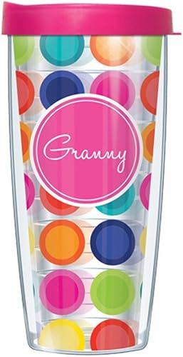 Miniatura 4 de Pink Memaw Insignia Wrap en rotonda verde azulado y blanco con tapa rosa intenso de 16 onzas  Fantástica retención de temperatura, aislamiento